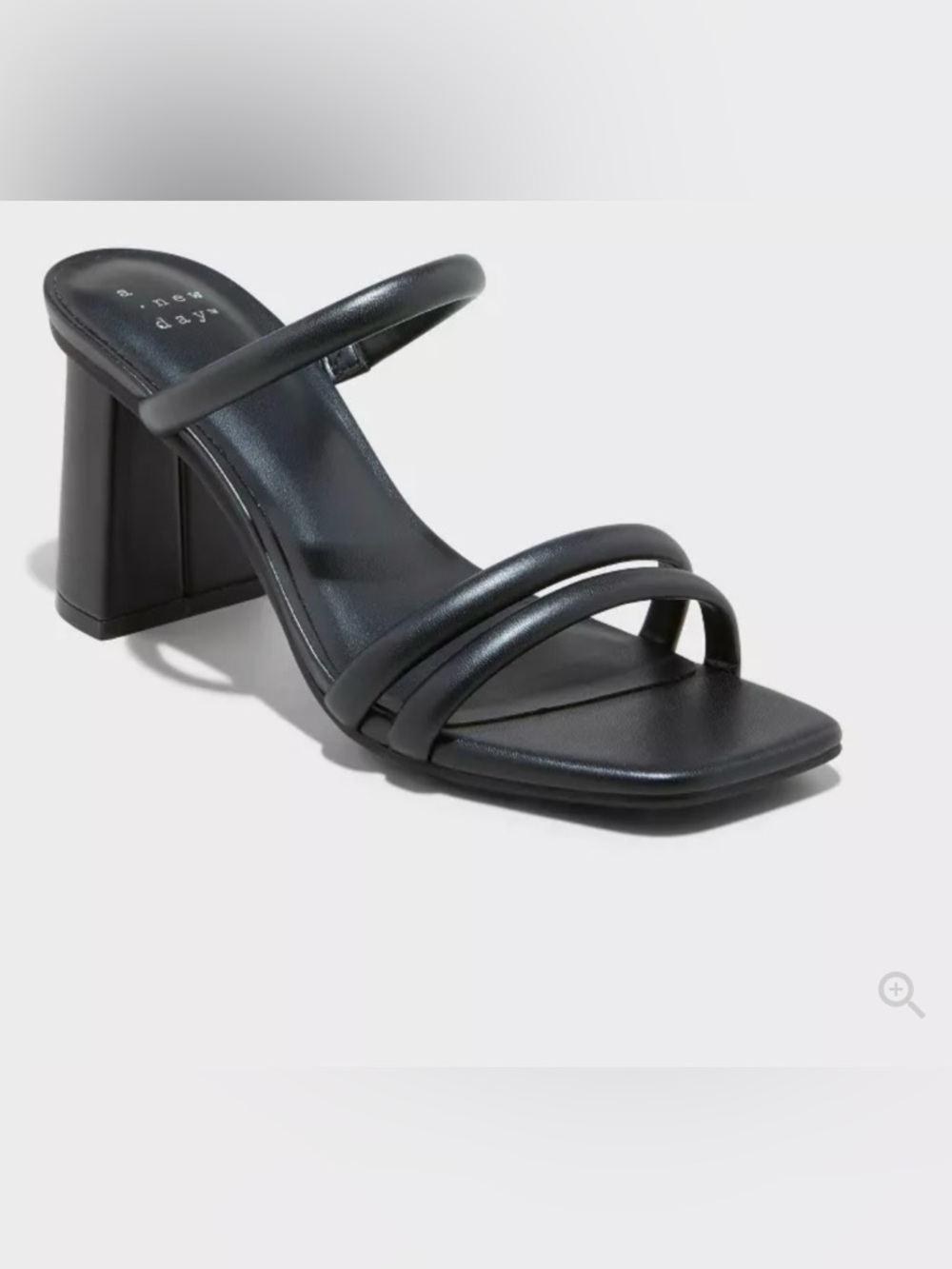 NWB- Stacy Mule Heels Three-Strap Black Block Heel Mule Size 8
